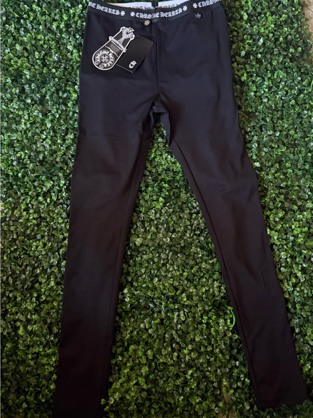 Chrome Black Logo-Waist Leggings